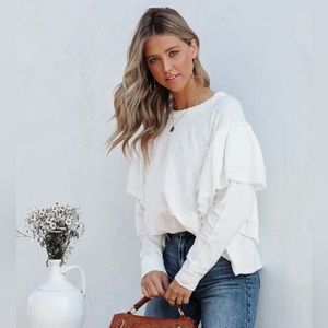 Vici Bisso cotton blend long sleeve ruffle top